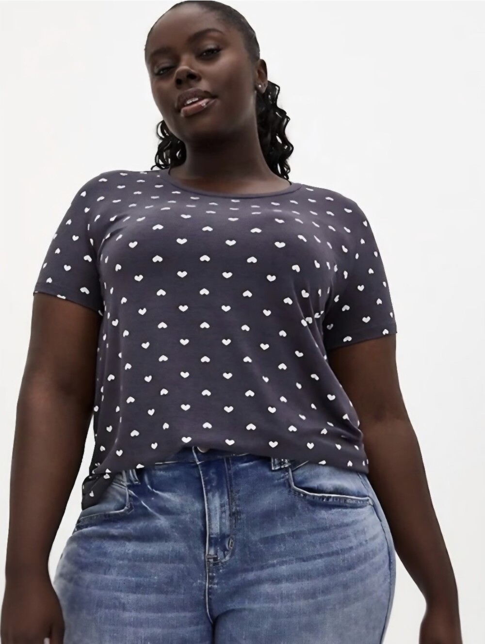Torrid 6x Super Soft Grey Heart Crew Tee